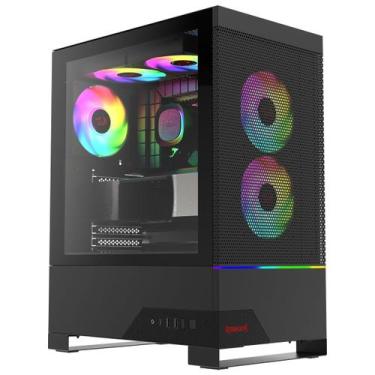 Imagem de Gabinete gamer mid tower sem fan sem fonte ca-610b carbon preto redrag