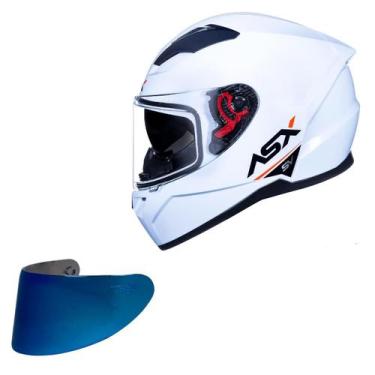 Imagem de Capacete Asx City SV Branco Brilho Oculos + Viseira Azul, Branco Brilh