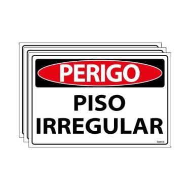 Imagem de Combo 3 Placas De Sinalização Perigo Piso Irregular 30x20 Ecom IA - SP