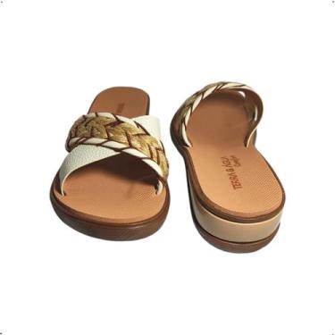 Imagem de Tamanco Anabela Terra e Agua confortavel 2 tiras em x 483070, Creme, M