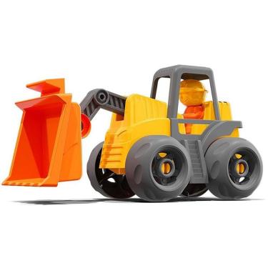 Imagem de Brinquedo Trator Carregadeira Open Tracks com Boneco Pá Basculante e Braço de Elevação Cardoso Toys