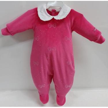 Imagem de Macacão Luxo Bebê Menina Plush Strass Inverno LessaKids 9210 - Lessa K