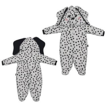 Imagem de Macacão Kigurumi Pijama Bebê Preto e Branco Cachorro Dálmata - Upi Ull