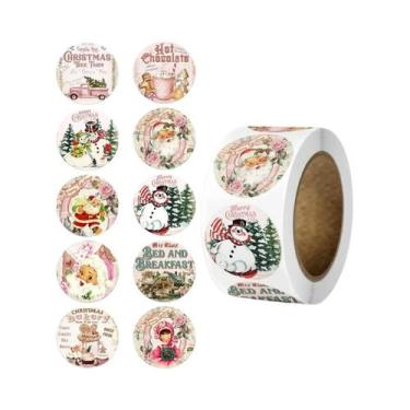 Imagem de Adesivos Redondos De Feliz Natal De 1 Polegada, 500 Peças, Para Decora