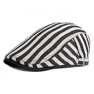 Imagem de Boina masculina listrada estilo britânico, chapéu vintage para homens,