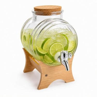 Imagem de Garrafa Barril Dispenser de Bebidas 5 Litros em Vidro com Torneira e S