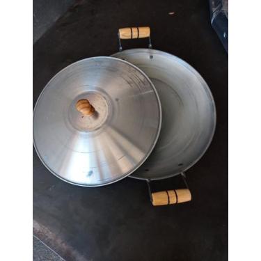 Imagem de Frigideira Tacho Fogão De Indução Paella Panela Wok com Tampa - Grupo 