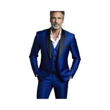Imagem de Terno Slim Fit Masculino Preto E Branco De Tamanho Grande Em Três Peça