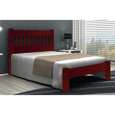 Imagem de Cama Queen Size Lisboa de Madeira Maciça Angelim Pedra/Tauari - Cor Mogno