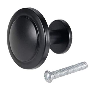 Imagem de 1 pc preto punho liga botão redondo 31mmx27mm mini puxar w/parafuso zinco liga gaveta armário armário vintage móveis cozinha retro YYDFPIIA