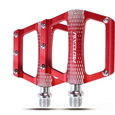 Imagem de Mountain Bike 3 cores plataforma de liga de liga de estrada, pedais de bicicleta ultraleve MTB bicicleta acessórios dobráveis para bicicleta, vermelho