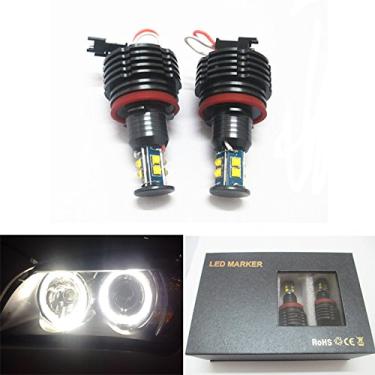 Imagem de GFJMC H8 80W 6000K LED Angel Eyes sem erros, compatível com BMW E60 E61 E90 E92 E70 E71 E82 E89 1 3 5 Series X5 X6 Z4