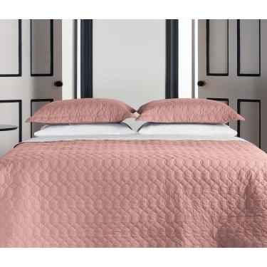 Imagem de Kit Colcha King 180 Fios 100% Algodão Matelado Rosa