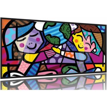 Imagem de Quadro Romero de Britto Children World 130x60 Moldura Preta 2x2