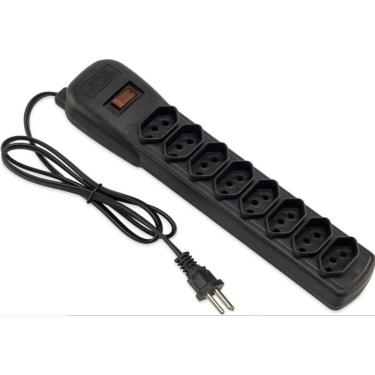 Imagem de Filtro de Linha - 8 Tomadas - Tripolar - Bivolt - Force Line -  PRETO