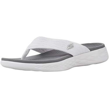 Imagem de Skechers Chinelo feminino em movimento 600 Sunny, Branco, 8 Wide