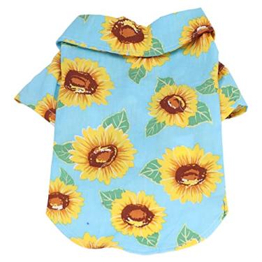 Imagem de Camisetas para animais de estimação estampadas florais estilo Havaí, colete de praia de verão para animais de estimação camisa de algodão macio camiseta roupas respiráveis para animais de estimação camisa de cachorro
