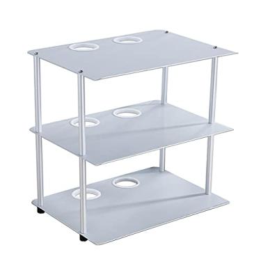 Imagem de Suporte de impressora, suporte de impressora de alumínio com espaço de armazenamento organizador de escritório estante de mesa de 3 camadas de metal organizador de mesa para impressoras, máquina de fax, scanner, material de escritório, impressora stan