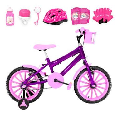 Imagem de Bicicleta Infantil Feminina Aro 16 Nylon + Kit Proteção - Flexbikes