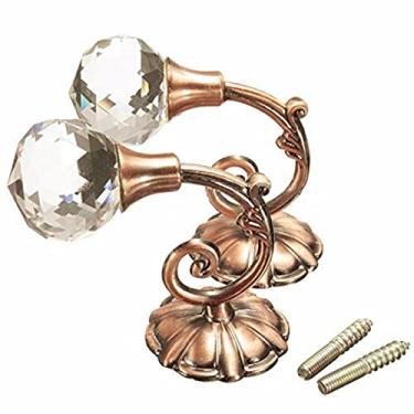 Imagem de 1 par de ganchos de cortina de bola de cristal de metal grande borla prendedor de parede suporte de cabide de armazenamento para casa acessório de cortina 60 x 79 mm, bronze vermelho