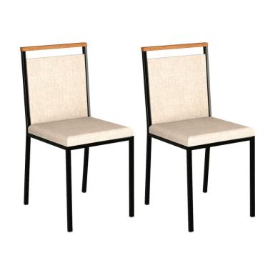 Imagem de Conjunto com 2 Cadeiras Penélope Palha e Preto