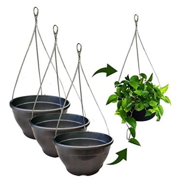 Imagem de Kit 3 Vaso/cuia Suspenso Para Samambaia e Planta Pendente + Cabo De Aço