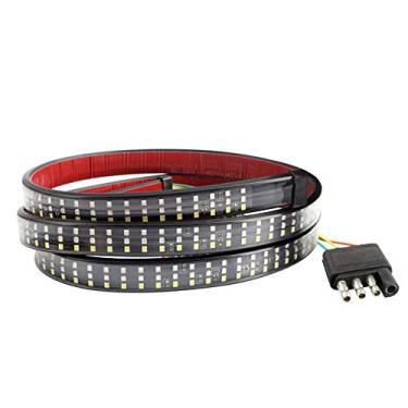 Imagem de FICBOX Barra de luz LED para porta traseira, fileira tripla de 152 cm, freio de barra de luz traseira, seta de seta, corrida, reserva reversa, 5 funções, tira de luzes traseiras para caminhonete de carga, SUV e barco, sem necessidade de perfuração