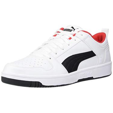 Imagem de PUMA Tênis feminino de cano baixo, Puma Branco/Puma Preto/Vermelho de Alto Risco, 13