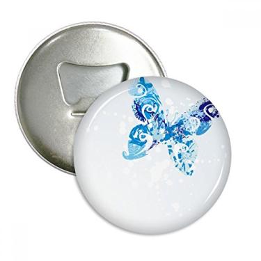 Imagem de Animal Sky Blue Butterfly Fluttering Graffiti abridor de garrafas ímã de geladeira emblema multifuncional