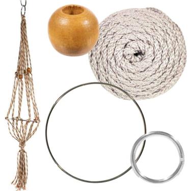 Imagem de Craft County Kits de cabide de plantas de macramé – Cordão de 4 mm – Faz cabide de planta longo de 106 cm (sombra)