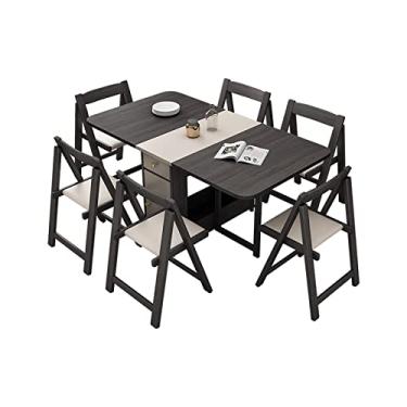 Imagem de Mesa de jantar dobrável, mesa de cozinha dobrável, mesa de centro versátil que economiza espaço com gaveta de armazenamento e rodízios, mesa de centro para cozinha, sala de estar /1440 (Color : A, S