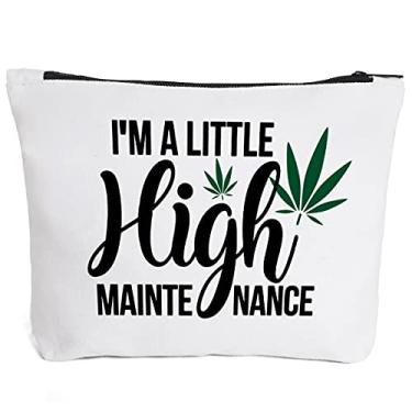 Imagem de Bolsa de maquiagem Ihopes Funny Leaf presente para mulheres melhores amigas irmã adolescentes | Bonito 100% algodão natural maquiagem bolsa com zíper bolsa cosméticos acessórios de viagem bolsa de higiene pessoal presentes para aniversário natal