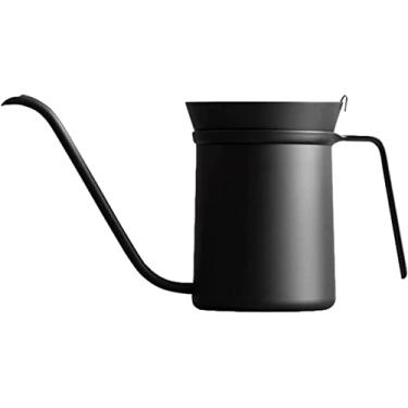Imagem de REJOON Percolador Pote de Café Pote de Café Viagem Outdoor Conjunto de Pote de Café Dispositivo de Gotejamento de Água Copo de Suporte (Cor: 600ml Chaleira Preta)