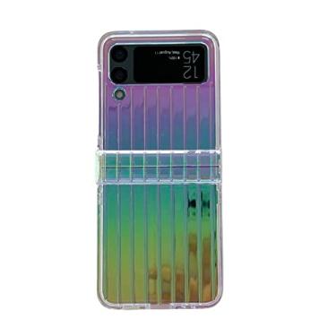 Imagem de Capa para Samsung Galaxy Z Flip 4 3 5G Flip4 Bagagem Stripe Laser Gradient PC Hard Bumper Fold Back Shell, Gradient Purple, para Galaxy Z Flip 4
