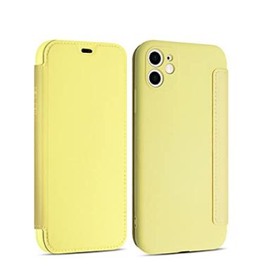 Imagem de Flip Leather Liquid Silicone Case Para iphone 12 13 11 Pro Max X XR XS 14 8 7 Plus SE 2020 Lens Protection Card Book Cover, amarelo, para iPhone 13