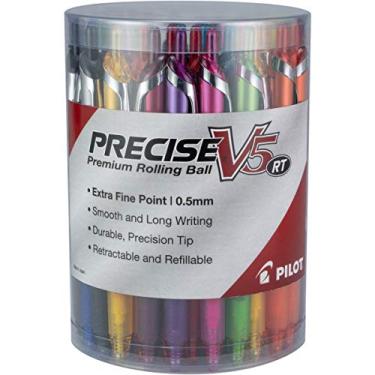 Imagem de PILOT Canetas esferográficas de tinta líquida retrátil e recarregáveis Precise V5 RT, ponta extrafina (0,5 mm), cores de tinta sortidas, banheira com 48 (8033)