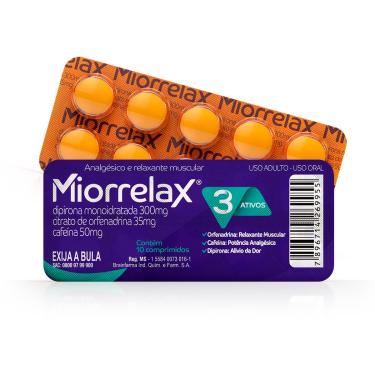 Imagem de Miorrelax Dipirona Monoidratada 300mg + Citrato de Orfenadrina 35mg + Cafeina 50mg 10 comprimidos 10 Comprimidos