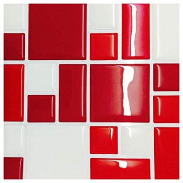 Imagem de Pastilha Adesiva Resinada, Cromo Sign, Miscelânea Vermelha Branca Kit 4 Placas