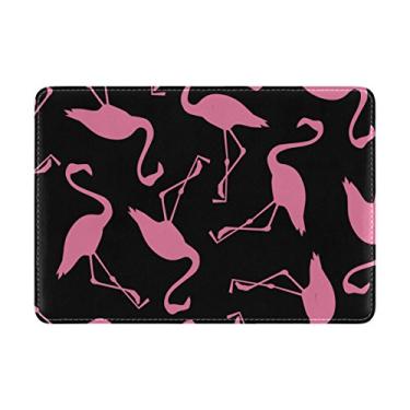 Imagem de My Daily Capa protetora de couro preto flamingo preto para passaporte