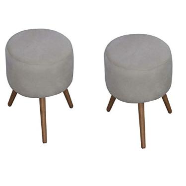 Imagem de Kit 2 Puff Redondo Paola Suede Bege - JRV Móveis