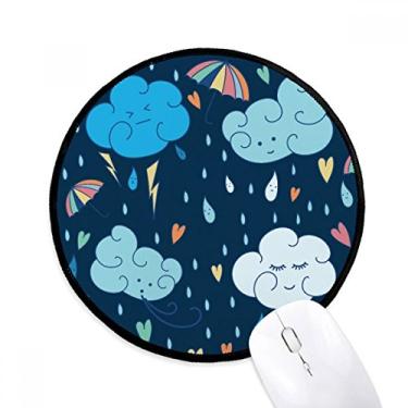 Imagem de Cloud Umbrella Rain Heart Mouse pad Desktop Office Tapete redondo para computador