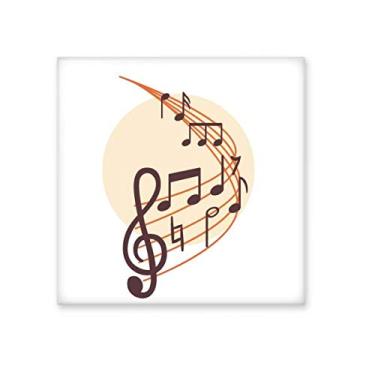 Imagem de Pedra adorna de tijolos vitrificados com notas musicais curvadas em formato redondo