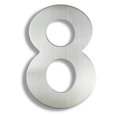 Imagem de Placa de aço inoxidável flutuante 3D de 15,24 cm com número de placa de aço inoxidável 0-9 placa de porta prata para uso externo endereço de hotel doméstico grande escovado, montado com parafuso, antiferrugem durável