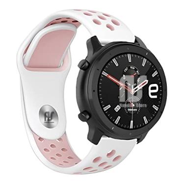 Imagem de Pulseira Nandos-Store compatível com Amazfit GTR 42MM / GTS/GTS 2 / GTS 2 mini (Branco com rosa NK)