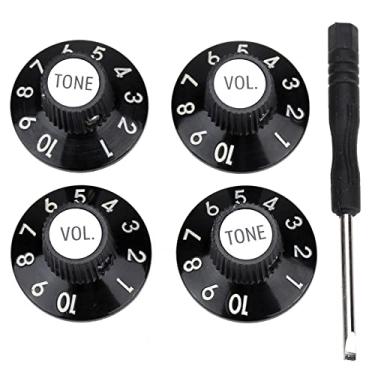 Imagem de Musiclily Pro Imperial Inch Size Kit 4 Knobs Chapéu 2 Tone 2 Volume para Guitarra Baixo ou Amplificador Pedal, Preto