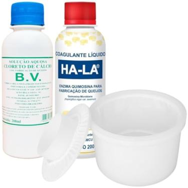 Imagem de Coagulante Líquido Coalho Ha-la + Cloreto de Cálcio Bela Vista + Forma Minas Padrão Parmesão 500g Fazer Queijo Caseiro