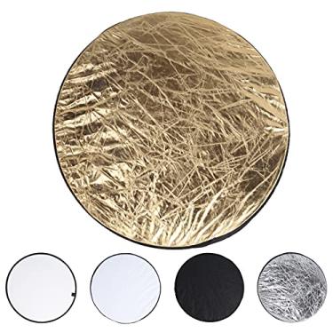 Imagem de Refletor de disco redondo dobrável, refletor de luz redondo dobrável portátil de mão durável com bolsa de armazenamento para fotografia de retrato para exterior para interior