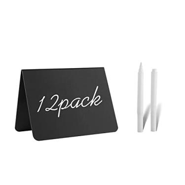 Imagem de Pacote com 12 mini placas de quadro-negro de 10 x 7 cm para giz, para comida, festa, buffet, placa de mesa, quadro-negro, casamento, padaria, pequena