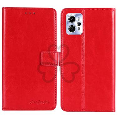 Imagem de TienJueShi Suporte de livro vermelho retrô flip protetor de couro TPU capa de silicone para Motorola Moto G 2023 6,5 polegadas capa de gel carteira etui
