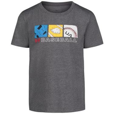 Imagem de Under Armour Camiseta masculina clássica com logotipo, estampa de marca de palavras e designs de beisebol, gola redonda, Castlerock Triple Play, 6